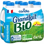Candia Grandlait Organic Semi-Skimmed milk UHT 6x1L