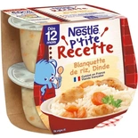 Nestle P'tite Recette Turkey Blanquette and Rice Baby Meal From 12 Months 2x200g