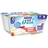 Nestle P'tit Brasse Banana & Strawberry dessert No added suger from 6 months 4x90g