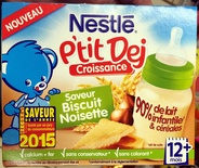 Nestle P'tit Dej Biscuits & Hazelnuts from 12 months 2x250ml
