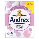 Andrex Gentle Clean Toilet Tissue, 4 Rolls