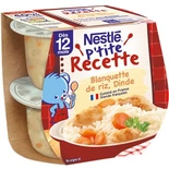Nestle P'tite recette Turkey blanquette & Rice 2x200g from 12 months