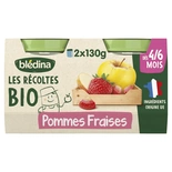Bledina Organic Apple & Strawberries from 6 months 2x130g