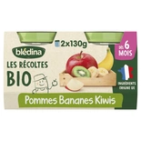 Bledina Organic Apple Banana & Kiwi from 6 months 2x130g