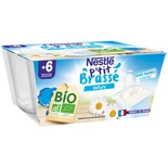 Nestle P'tit Brasse Plain ORGANIC unsweetened 4x90g from 6 months