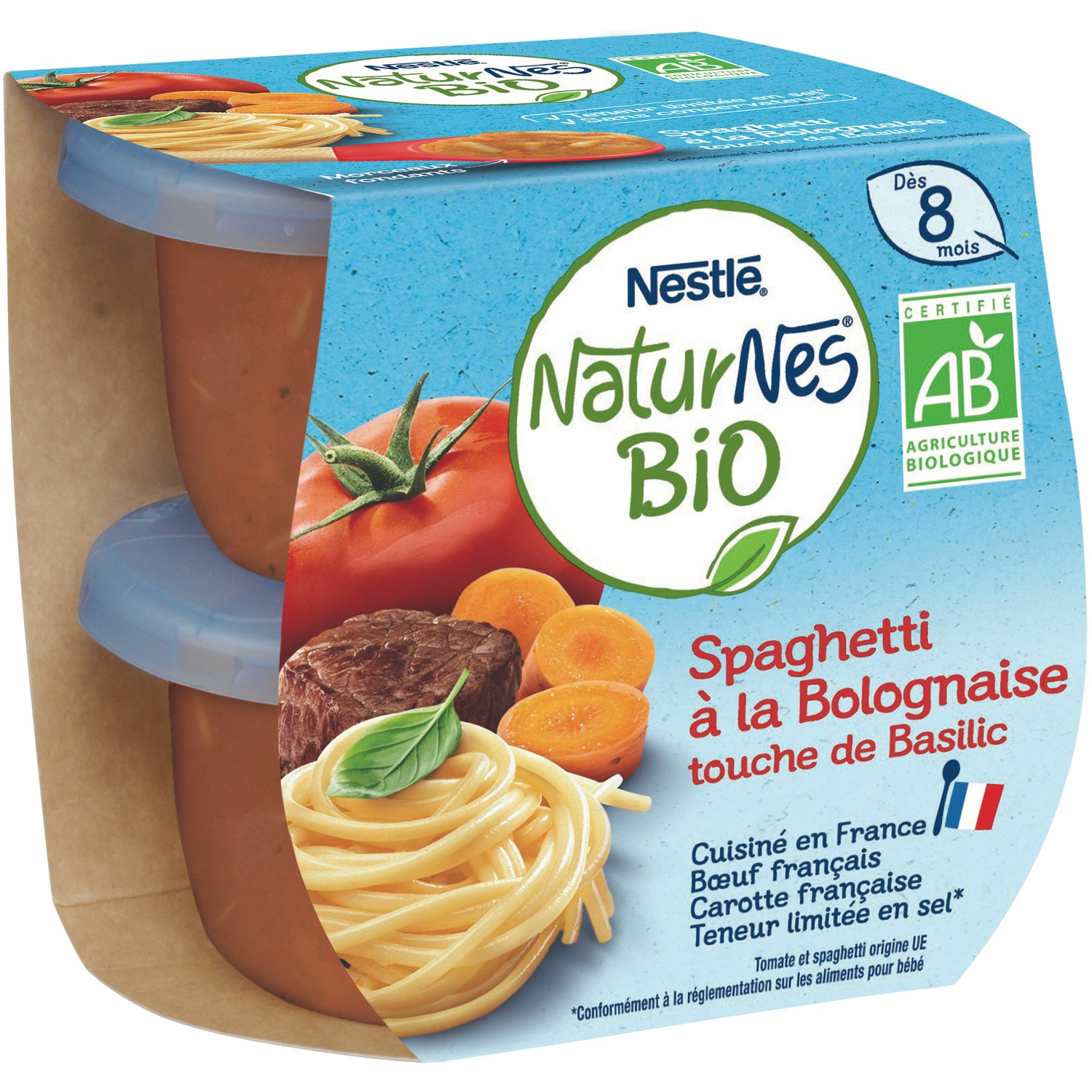 Nestle Naturnes Organic Spaghetti Bolognese from 8 months 2x190g