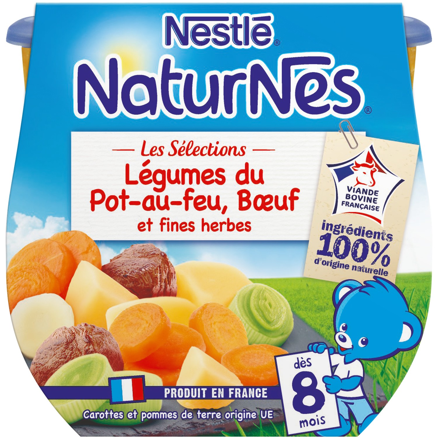 Nestle Naturnes Pot au Feu vegetables, Beef 2x200g from 8 months