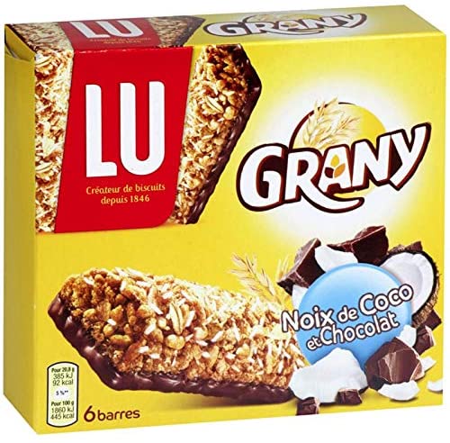 LU Grany chocolate & Coconut cereal bars x 6 125g