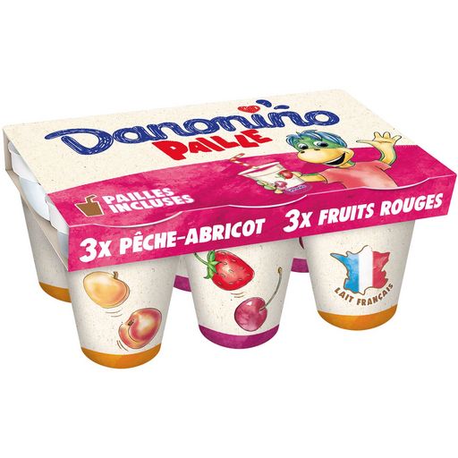 Danone Gervais straw Red fruits, Peach Apricot 6x100g