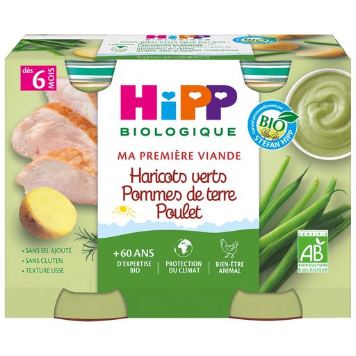 Hipp Pot Green beans, Potatoes & Chicken, 2x190g from 6 months ORGANIC