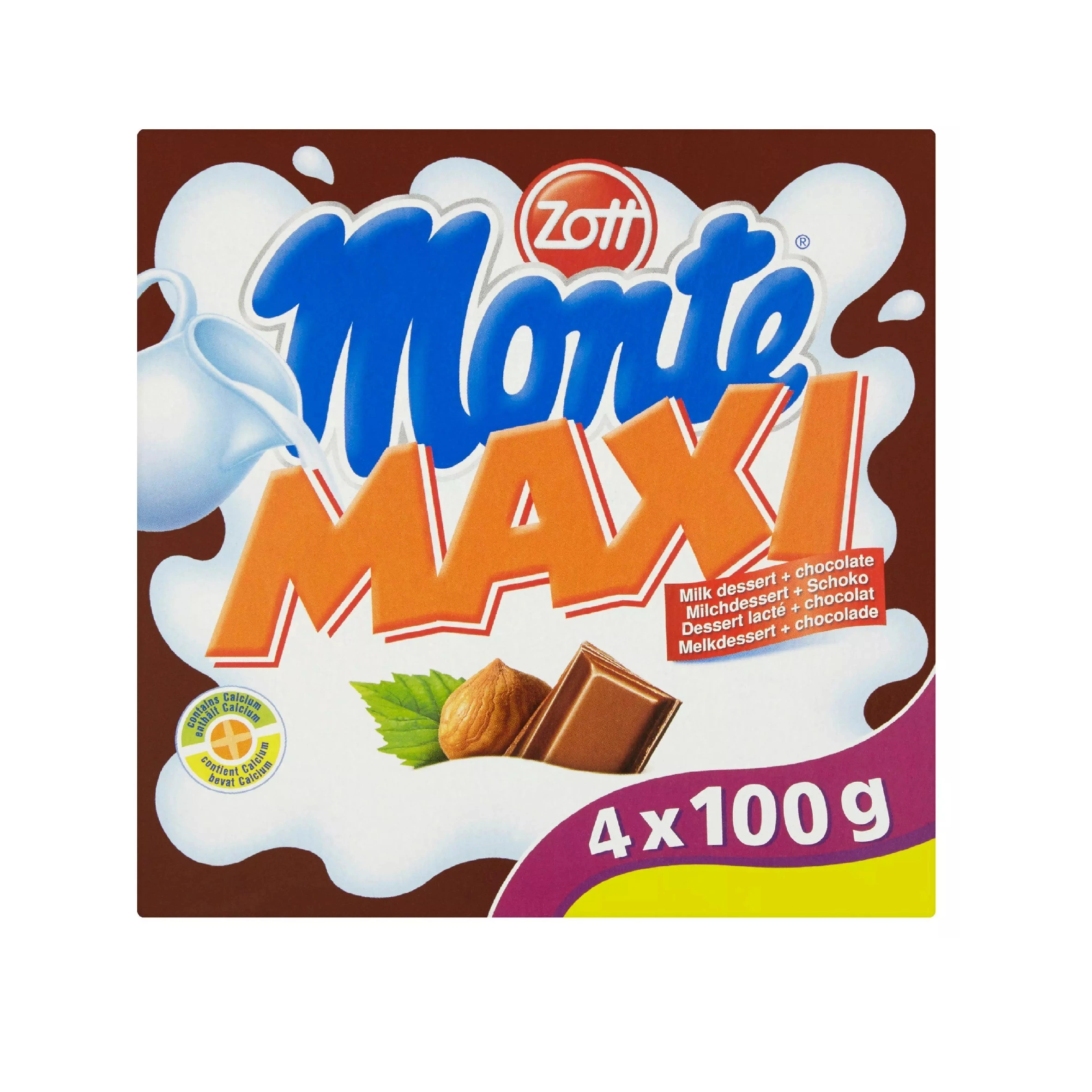 Zott Monte Maxi Milk Dessert and Chocolate 4x100g