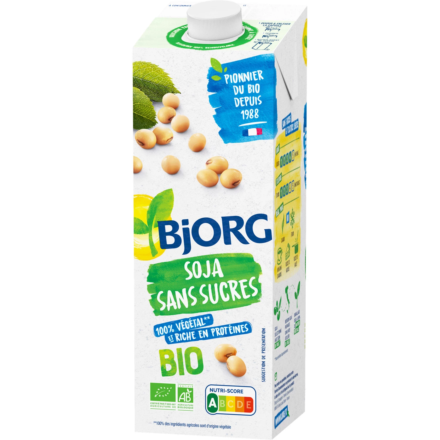 Bjorg Organic Plain Soy drink sugar free 1L