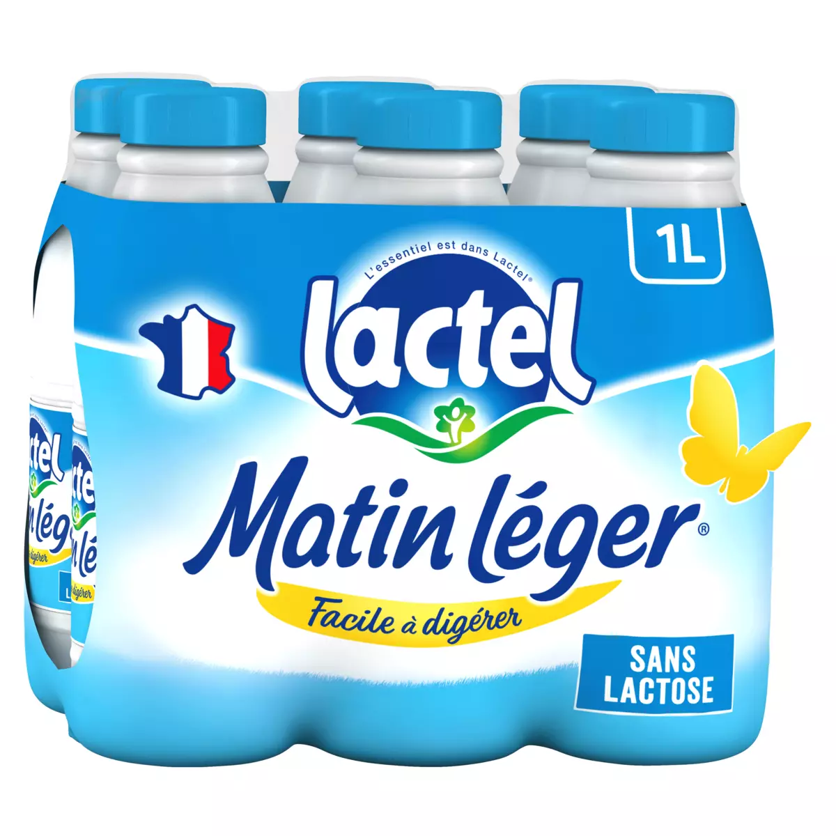 Lactel UHT Matin Leger semi-skimmed milk 6x1L