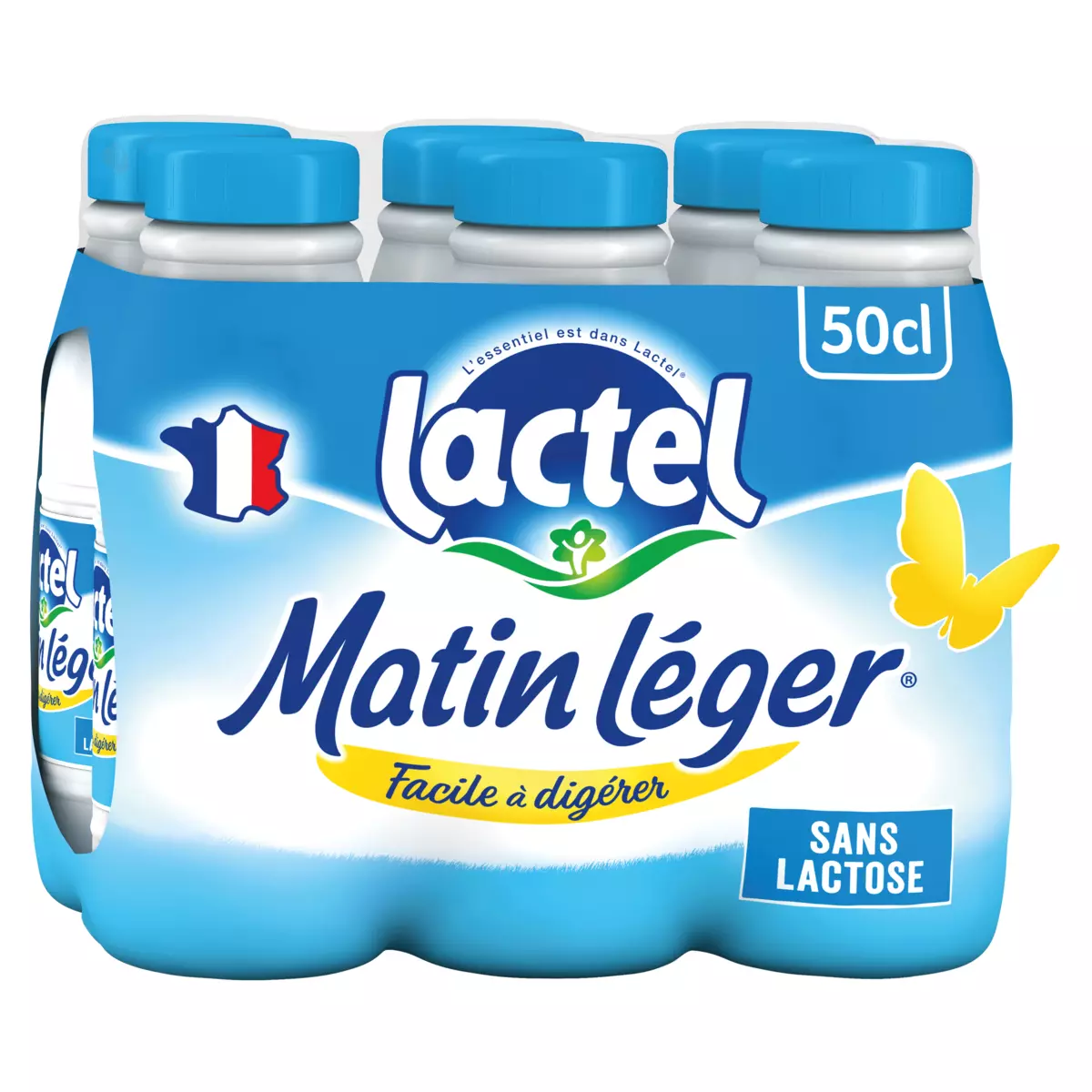 Lactel UHT Matin Leger semi-skimmed milk 6x50cl