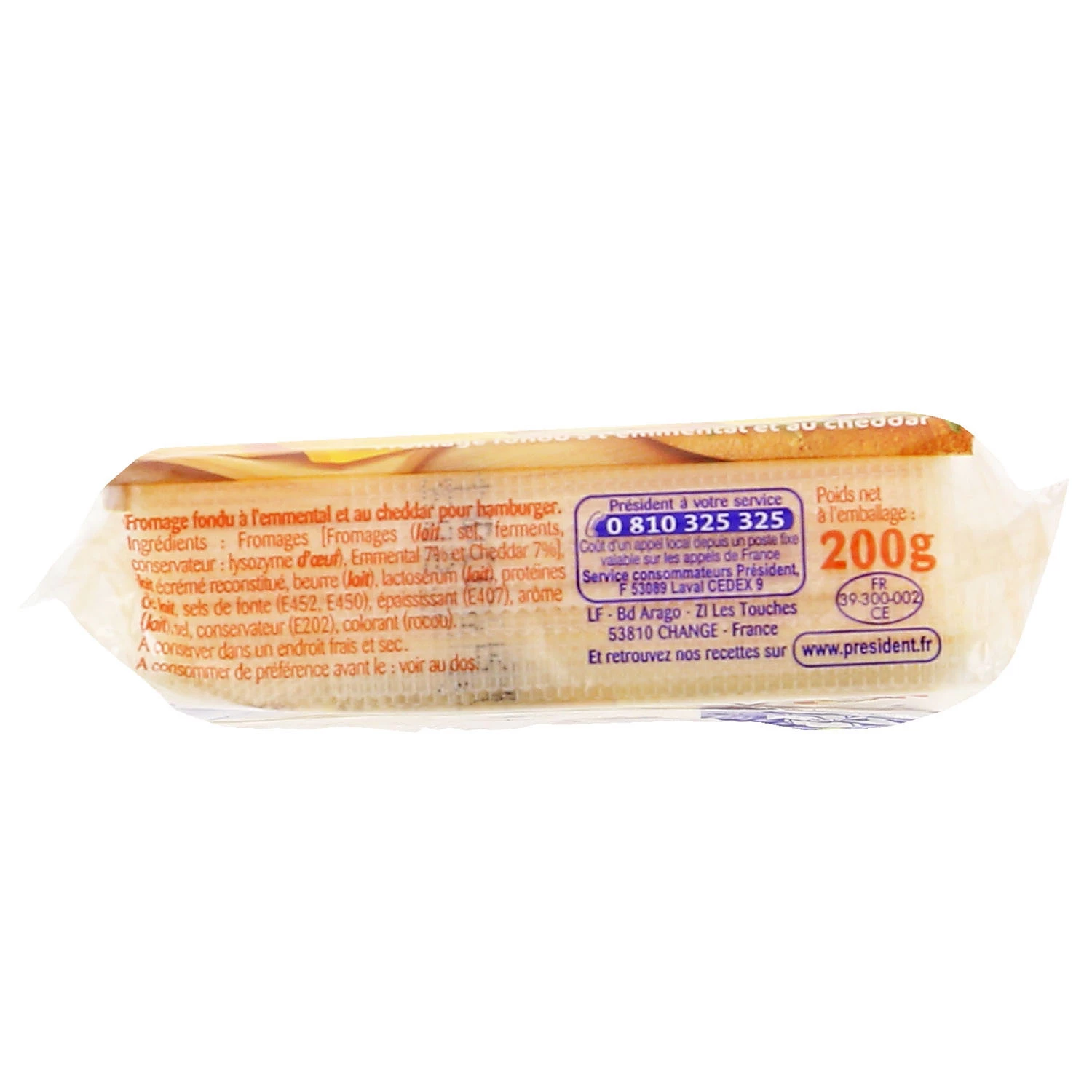 President Burger Cheddar & Emmental cheeses 12 x slices 200g