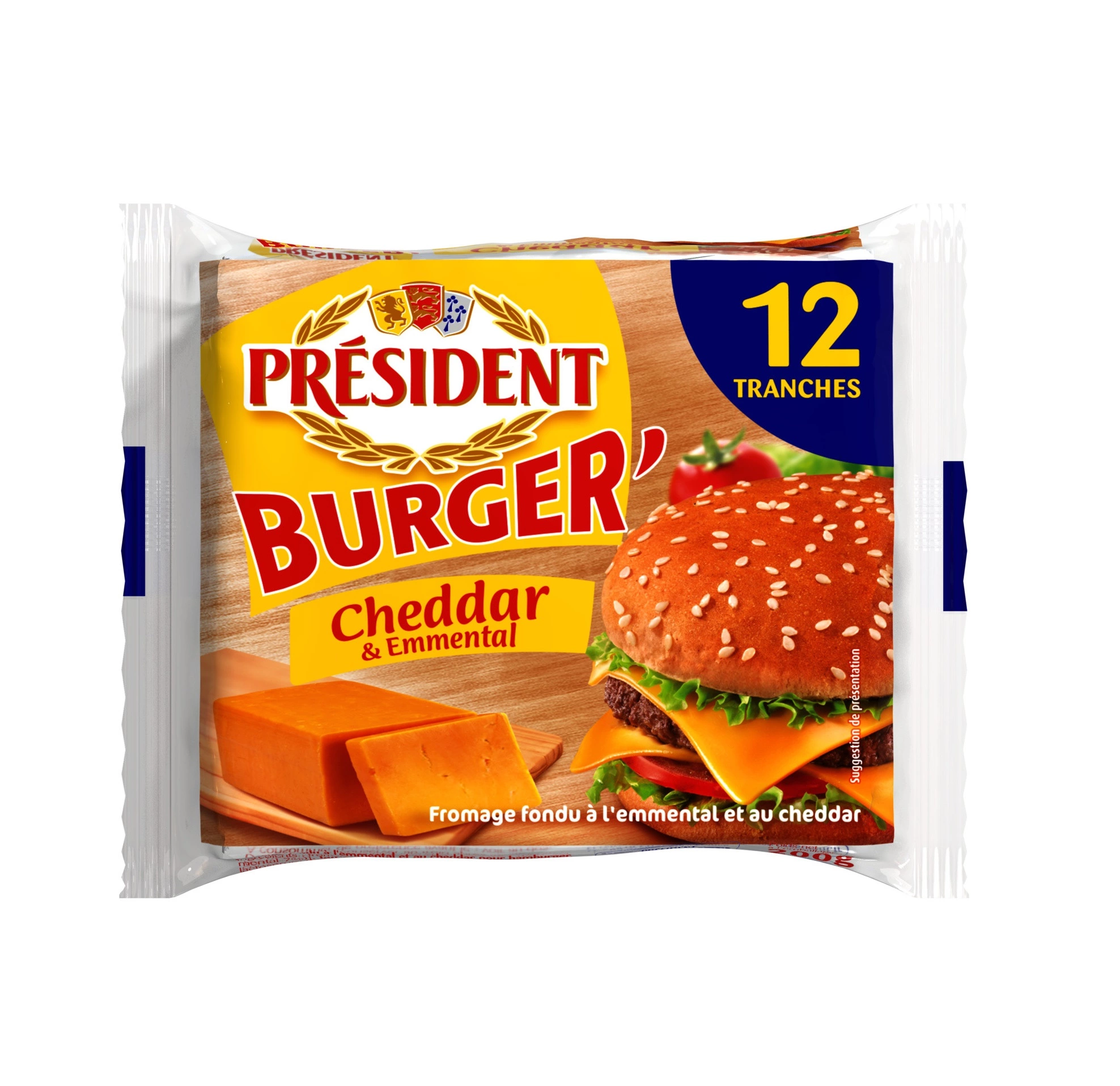 President Burger 12 x slices of cheese Cheddar & Emmental 200g