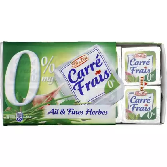 Elle & Vire Le Carre Frais cheeses garlic & herbs 8x25g 0% FAT