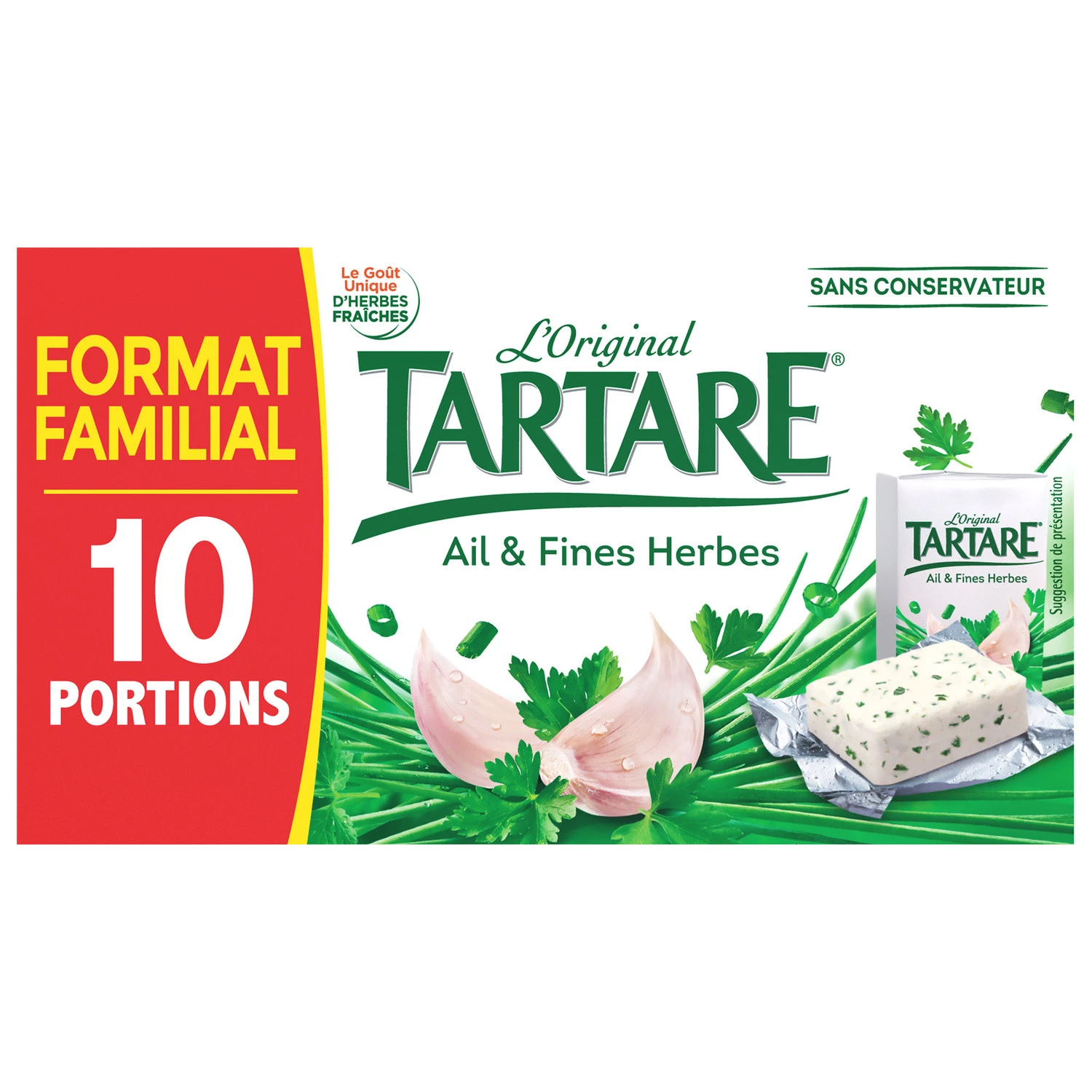 Tartare garlic & herbs spread cheese x10 portions 140g