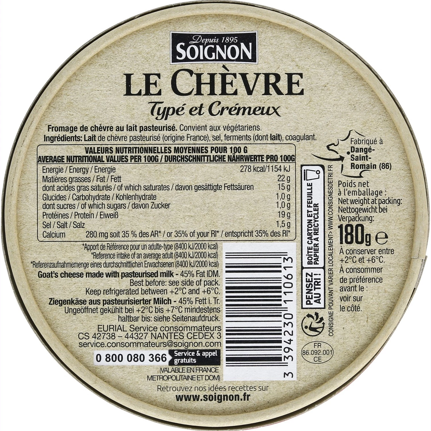 Soignon Goat's Cheese creamy 180g