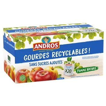 Andros Gourde Apple Pouches no Added Sugar 20x90g