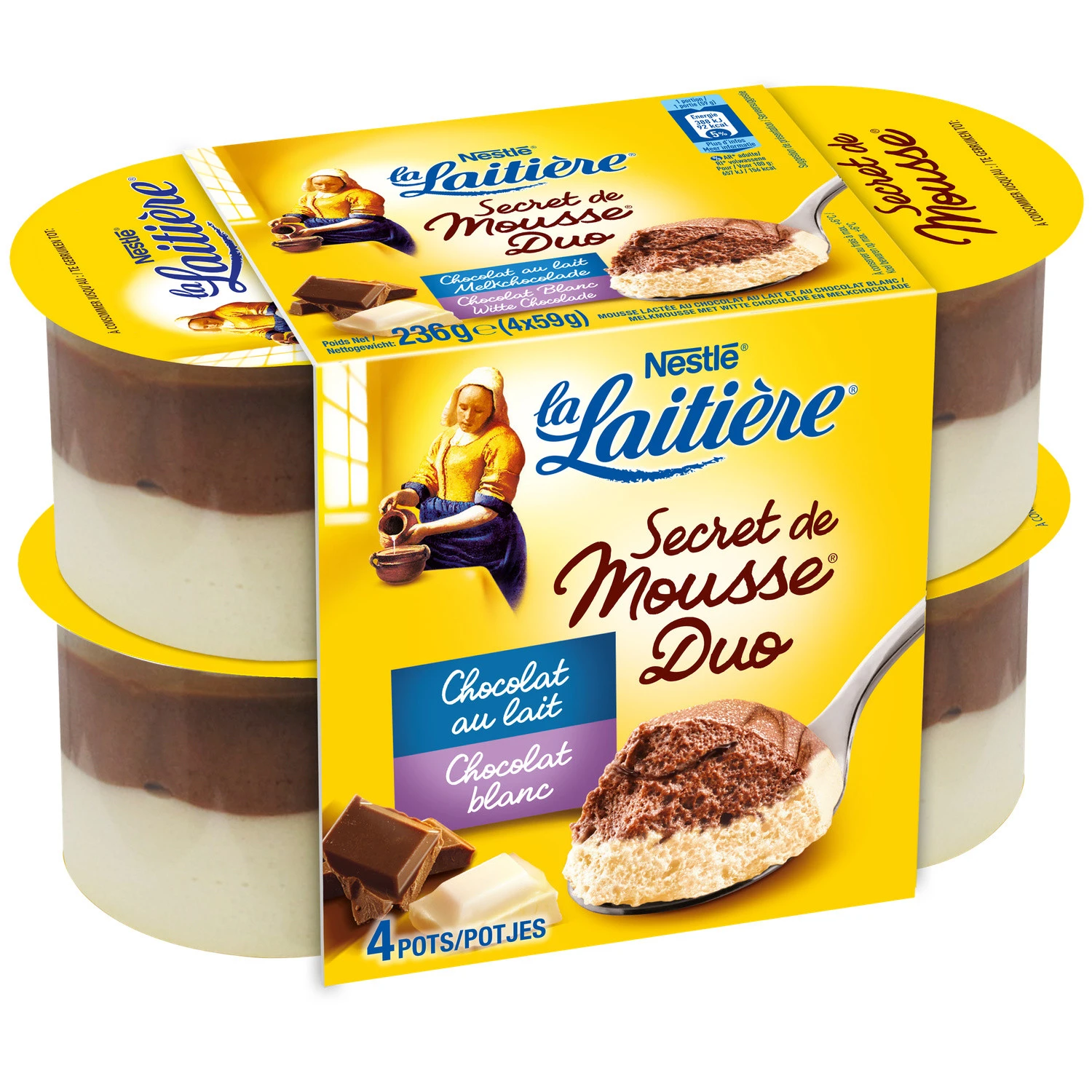 La Laitiere White & Milk chocolate mousse 4x12cl