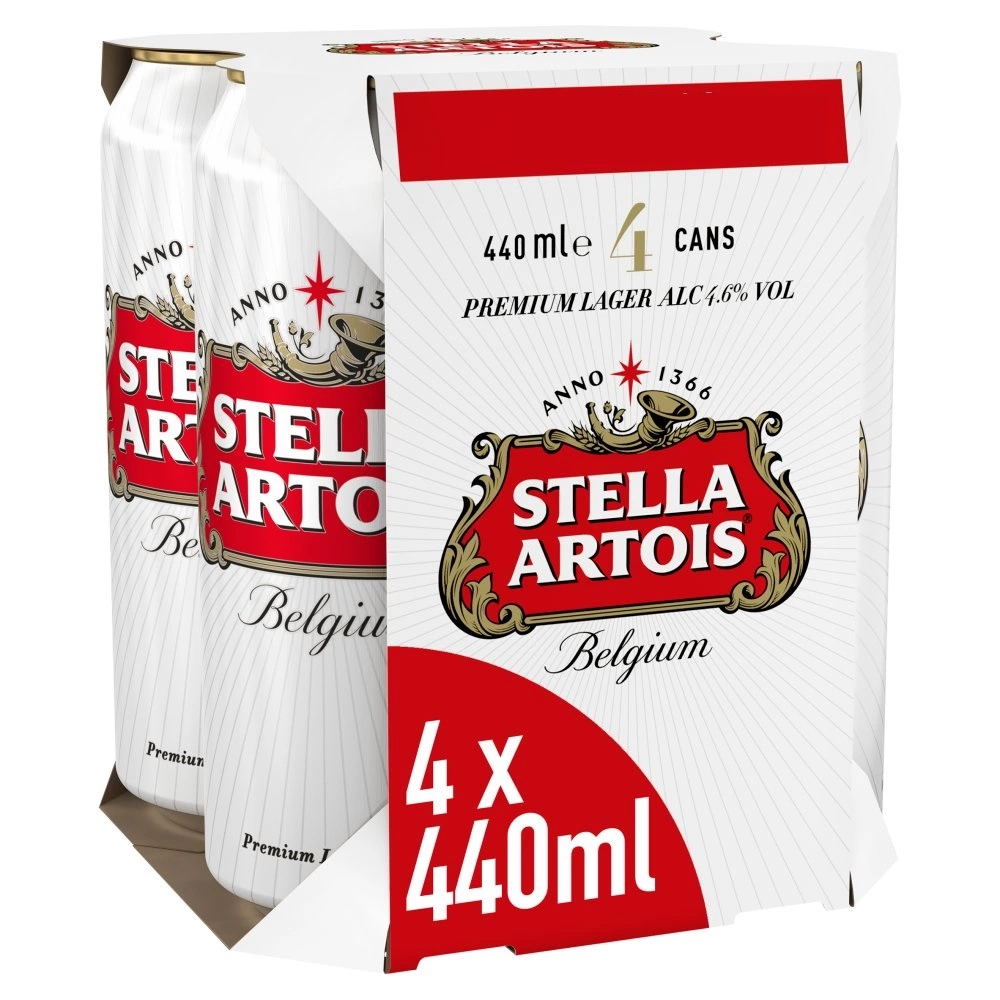 Stella Artois Premium Lager Cans 4x440ml