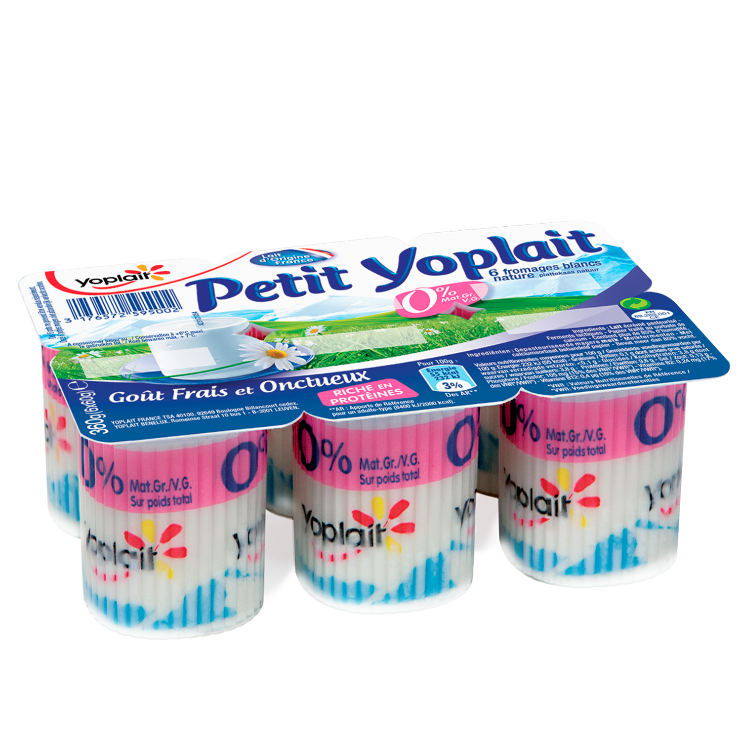 Yoplait Little plain yoplait yogurts 0% FAT 6x60g