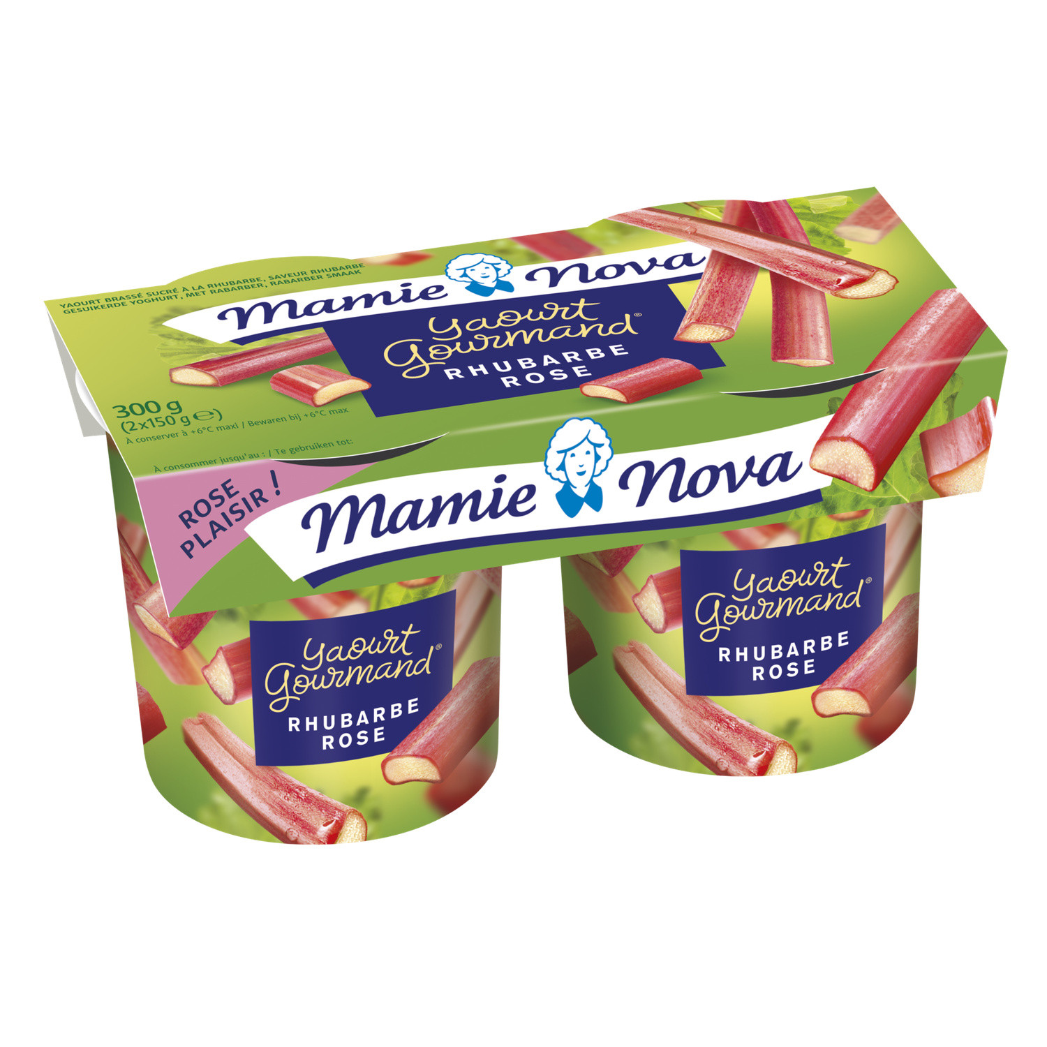 Mamie Nova Pink Rhubarbe yogurt 2x150g