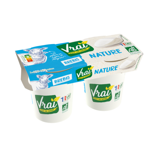 Vrai plain yogurts made with sheep milk Organic 2x125g
