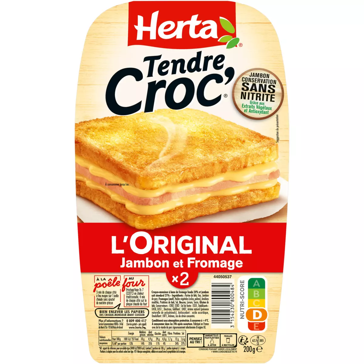 Herta Croc-Cheese Ham Croque-monsieur x2 200g