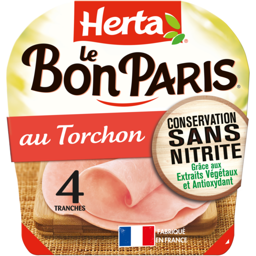 Herta Le Bon Paris Torchon pork ham without nitrite 4 slices 140g