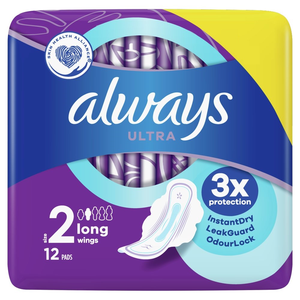 Always Ultra Sanitary Towels Long (Size 2) Wings 12 Pads