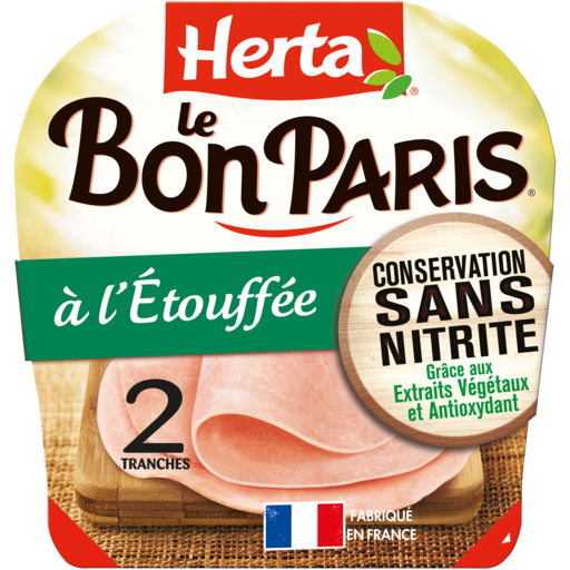 Herta Le Bon Paris ham pork rind free x2 slices nitrite-free 70g