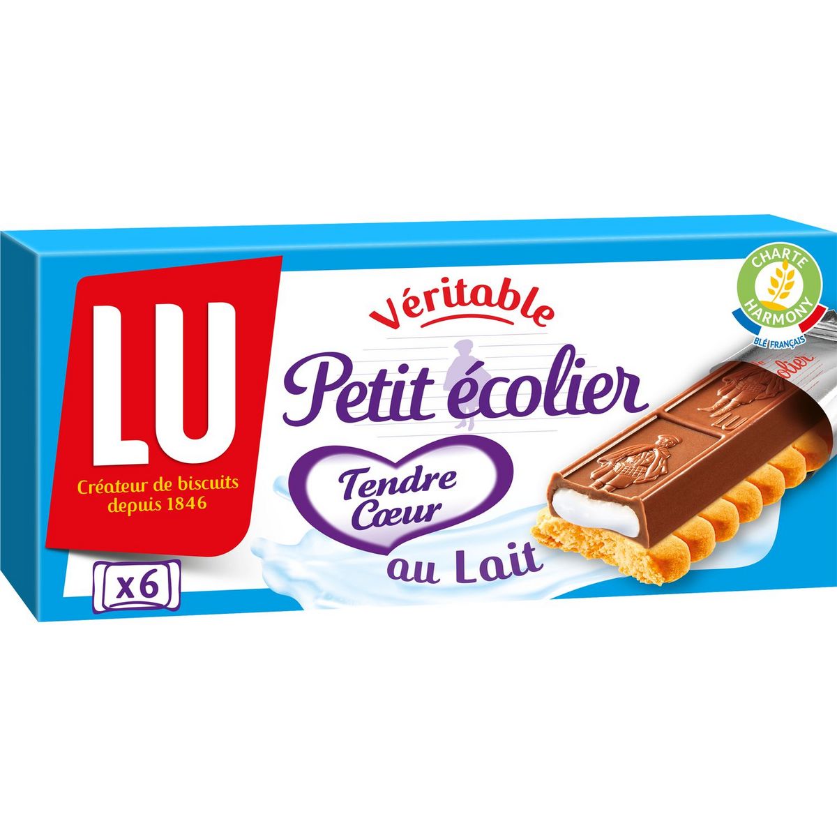 LU Petit Ecolier milk chocolate and milk heart cookies x6 120g