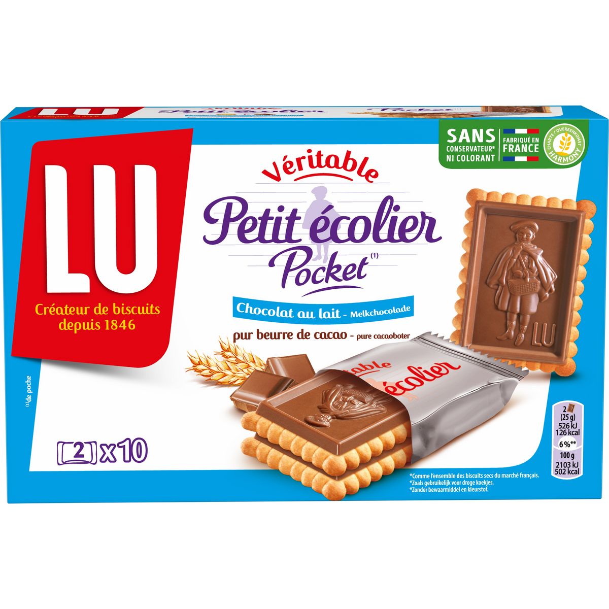 LU Petit Ecolier milk chocolate pocket x 10 250g