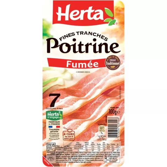 Herta Smoked Poitrine (pork belly) 100g