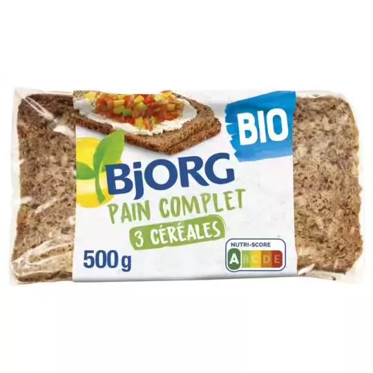 Bjorg Organic 3 Grain Wholemeal Bread, pre-sliced