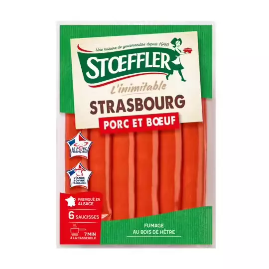 Stoeffler Strasbourg sausages x6 240g