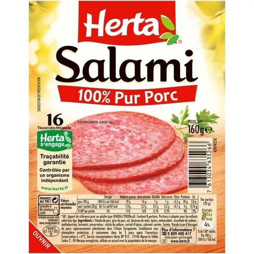 Herta Sliced Salami x16 slices 160g