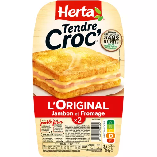 Herta Croc-Cheese Ham Croque-monsieur x2 Nitrite Free 200g