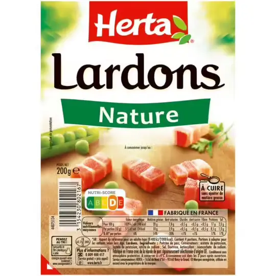 Herta Plain lardons (chopped bacon) 200g