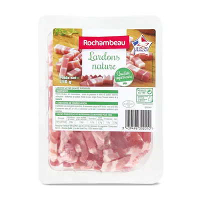 Rochambeau Unsmoked lardons (chopped bacon) 150g
