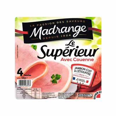 Madrange Ham Le Superieur with pork rind x4 slices 160g