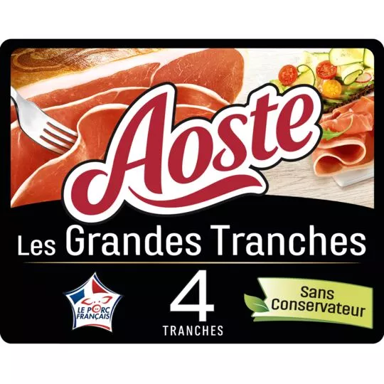 Aoste dry cured ham large slices x4 100g