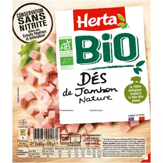 Herta Diced Ham Organic 120g