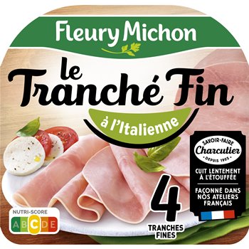 Fleury Michon Ham x4 Italian style thin slices pork rind free 120g