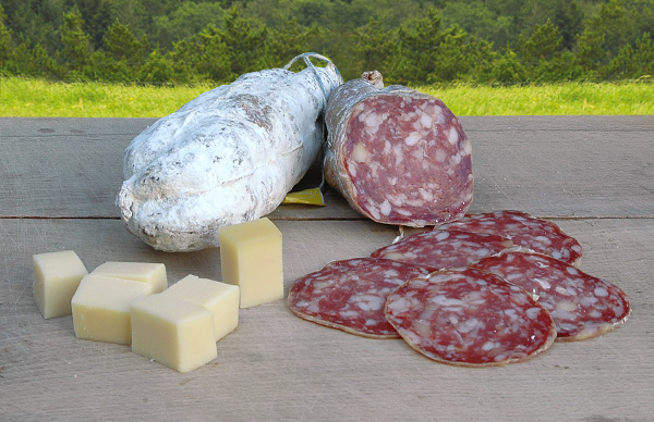 Dry cured Roquefort cheese sausage (Saucisson)