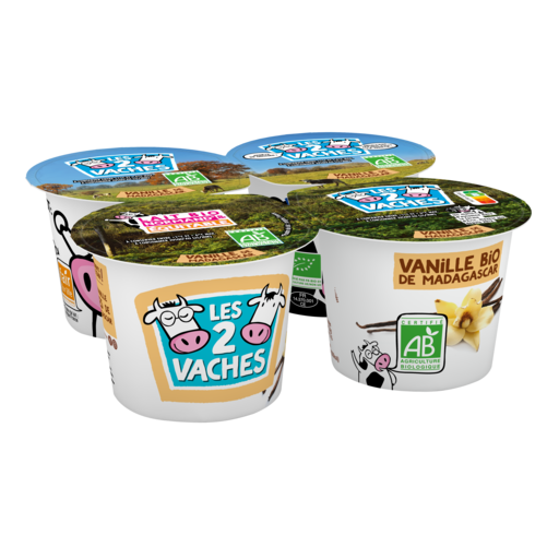 Les 2 Vaches Organic Vanilla yogurts 4x115g