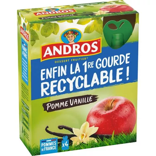 Andros Gourde Apple Vanilla Pouches 4x90g