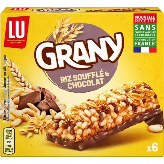 LU Grany chocolate & crispy rice bars x 6 125g
